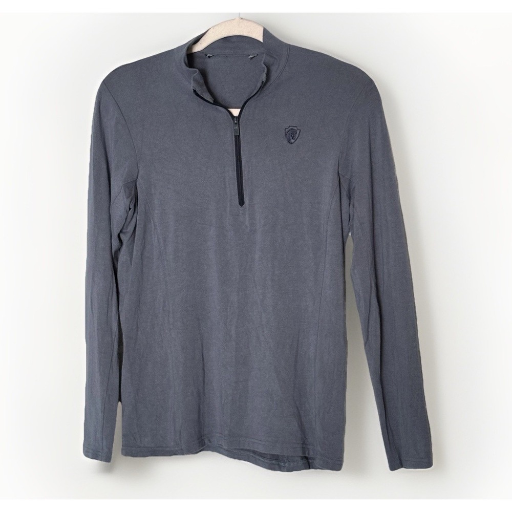 Arista Equestrian Merino Wool Blend 1/4 Zip Long Sleeve Top Navy Blue Large